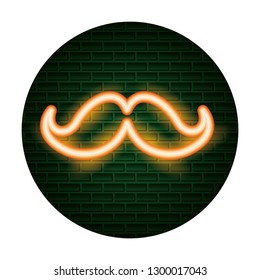 hipster mustache light neon