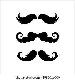 Hipster mustache set icons isolated on white. Stencil illustration. EPS 10