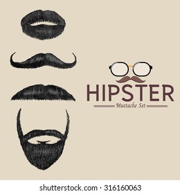 Hipster mustache set, Retro hand drawn-Vector illustration