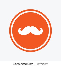 Hipster mustache sign icon. Barber symbol. Graphic design element. Flat mustache symbol on the round button. Vector