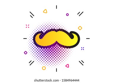 Hipster mustache sign icon. Halftone dots pattern. Barber symbol. Classic flat mustache icon. Vector