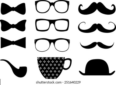 hipster mustache style elements set in vector format very easy to edit