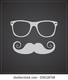 Hipster mustache and sunglasses icon vector illustration  background