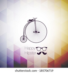 hipster mustag retro bicycle triangle background, retro background