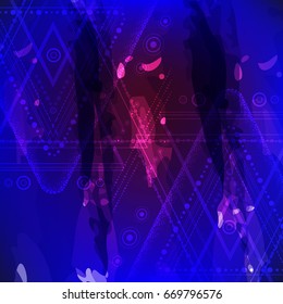 Hipster mystic sacred geometry Blackwork tribal tattoo.Polyhedron polygon triangle,circle, dots, geometric mathematical forms.Abstract background.Vector.Boho dotwork design.Navajo jewelry decorations.