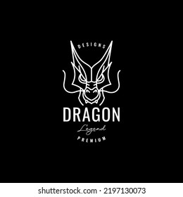 hipster myth dragon face logo design