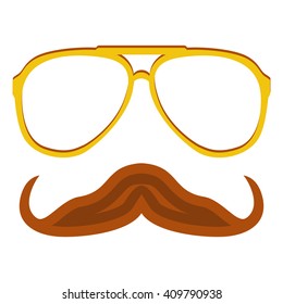 Hipster nerd glasses and stylish mustache isolated on white. Web Banner Vector Flat Design .Vector Mustache and Glasses Icon. Hipster creative design template illustration