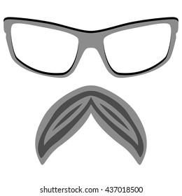 Hipster nerd glasses and stylish mustache isolated on white. Creative design template vector illustration