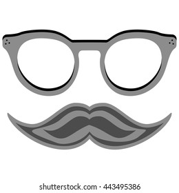 Hipster nerd glasses and stylish mustache isolated on white. Creative design template vector illustration