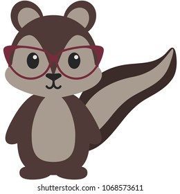 Hipster Nerdy Geeky Woodland Squirrel Illustration