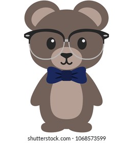 Hipster Nerdy Geeky Woodland Teddy Bear Illustration