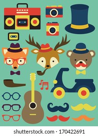 hipster objects collection. vector illustration