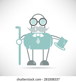 hipster old man cartoon