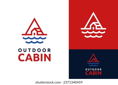 Hipster Outdoor Mountain Hill Cabin House Cottage Lodge Sea Beach Abenteuer Logo Design-Design-Vorlage