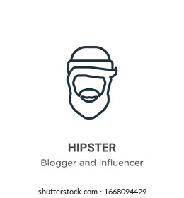 Hipster outline vector icon. Thin line black hipster icon, flat vector simple element illustration from editable blogger and influencer concept isolated stroke on white background