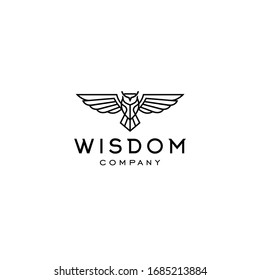 hipster owl logo line linear style vintage thin outline