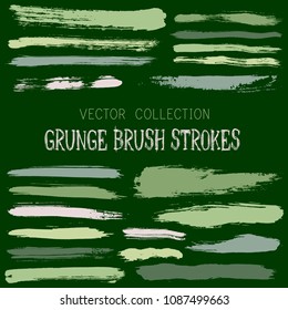 Hipster paint brush strokes vector band, color scheme vintage elements graphic design set. Marker pen traces, highliter hand drawn lines, ink or watercolor paint splashes, horizontal vintage lines.