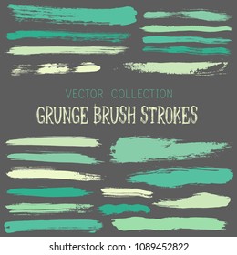 Hipster paint brush strokes vector band, color scheme vintage elements graphic design set. Marker pen traces, highliter hand drawn lines, ink or watercolor paint splashes, horizontal vintage lines.