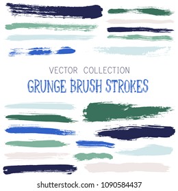 Hipster paint brush strokes vector band, color scheme vintage elements graphic design set. Marker pen traces, highliter hand drawn lines, ink or watercolor paint splashes, horizontal vintage lines.