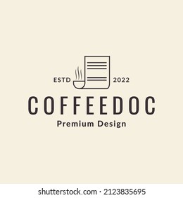hipster paper document with coffee logo design, vector graphic symbol icon illustration creative idea
