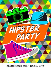 hipster party, hipster vector banner