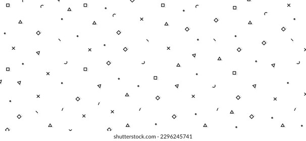 Hipster pattern with black and white geometric forms. Retro 80s-90s pattern background. Vector EPS 10