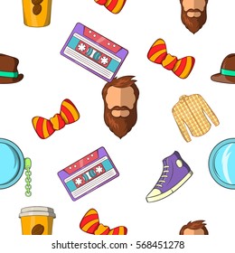 Hipster pattern. Cartoon illustration of hipster vector pattern for web