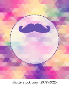 Hipster pattern of triangles background with mustache