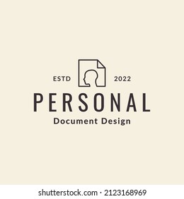 hipster personal document paper logo design, vector graphic symbol icon illustration creative idea