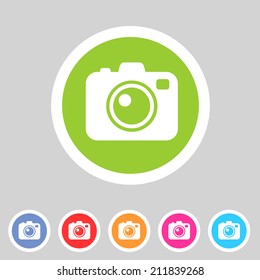 Hipster photo camera flat icon