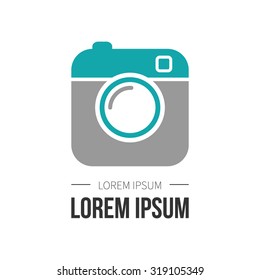Hipster photo or camera icon. Flat style camera good for your application, button for website, logo for your business. Vector illustration.