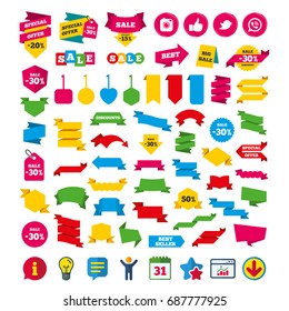 Hipster photo camera icon. Like and Call speech bubble sign. Bird symbol. Social media icons. Shopping tags, banners and coupons signs. Calendar, Information and Download icons. Vector