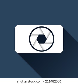 Hipster photo or camera icon with long shadow