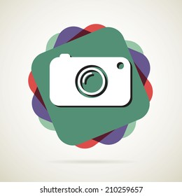 Hipster photo or camera icon with shadow 