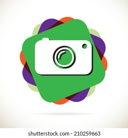 Hipster photo or camera icon with shadow 