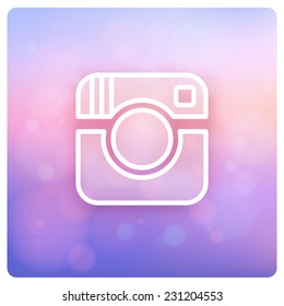 Hipster photo camera icon with shadow. Vector icon logo isolated on colorful blured background. EPS10 vector.