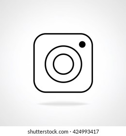 Hipster photo camera line icon on background, inspired by instagram new logo 2016. Vector illustration icon design for your instagram new icon botton.