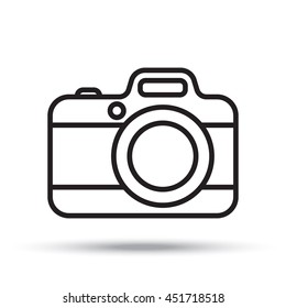 Hipster photo camera line icon on background. Vector illustration