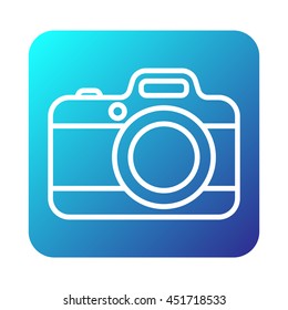 Hipster photo camera line icon on background. Vector illustration