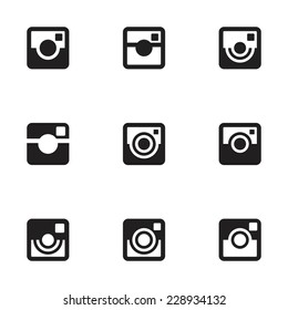 Hipster photo icons set. Camera icons. Photo camera pictogram.