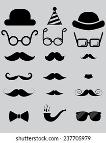hipster photo props. hats, mustaches, glasses