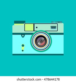 Hipster photo or retro camera icon with shadow. Flat style simple design.