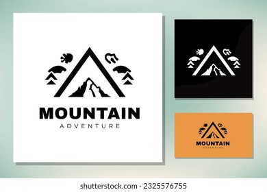 Hipster Pine Evergreen Tree logo design for Outdoor Adventure Club
