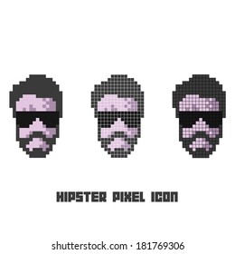 Hipster pixel art face icon