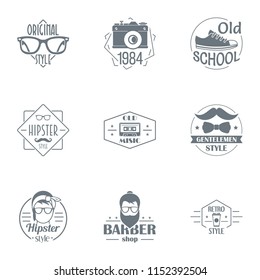 Hipster planet logo set. Simple set of 9 hipster planet vector logo for web isolated on white background
