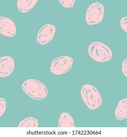 Hipster polka dot pattern. Colorful abstract background with scribble circles. Vector hand drawn illustration.