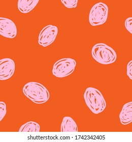Hipster polka dot pattern. Colorful abstract background with scribble circles. Vector hand drawn illustration.