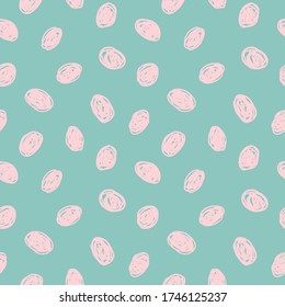 Hipster polka dot pattern. Colorful abstract background with scribble circles. Vector hand drawn illustration.