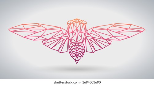 Hipster polygonal animal butterfly or cicada.Triangle animal.