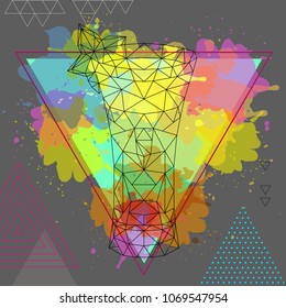 Hipster polygonal cocktail absinthe on artistic watercolor background